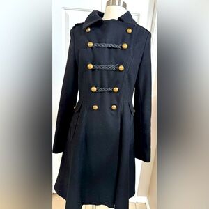 TAHARI Black Wool Military Coat size 6